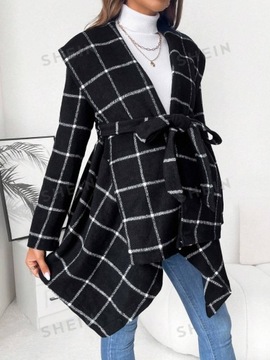 SHEIN MATERNITY PŁASZCZ CIĄŻOWY DAMSKI Z PASKIEM CZARNY 2XL 805