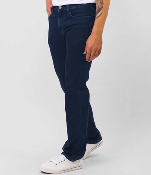 Duże Spodnie Męskie Jeansy Texasy Dżinsy z Prostą Nogawką Granatowe 999 W43
