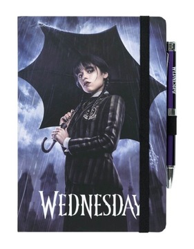 WEDNESDAY PAMIĘTNIK ZESZYT NOTATNIK NOTES ŁENZDEJ Z DŁUGOPISEM LATARKĄ