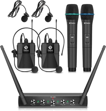 Debra Audio AU400 UHF Pro 4-kanałowy Nagłowny Krawatowy bodypack