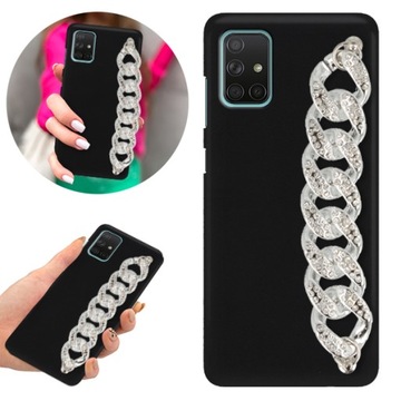 Etui BLINK Matowe Czarne Łańcuszek do SAMSUNG A71