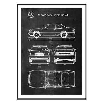 Постер Mercedes Benz C124 Ретро Патентная Схема A1+