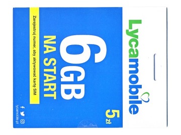 Starter LYCAMOBILE Polska 5 zł + 6 GB