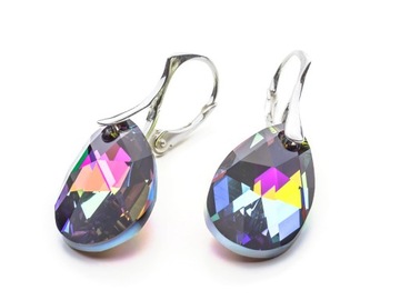 Srebrne Kolczyki 925 z kr. Swarovski Migdały 22 VM