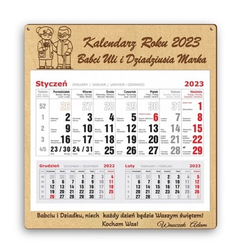 KALENDARZ 2025 Z GRAWEREM DZIEŃ BABCI I DZIADKA