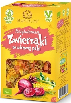 Makaron Kukurydziany z warzywami BEZGLUTENOWY Zwierzaki Bartolini DZIECI