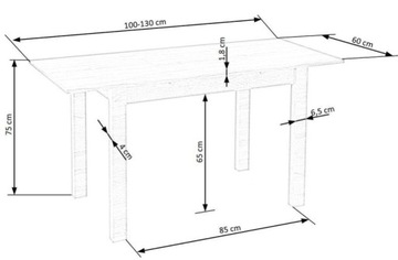 Раздвижной стол 100-135 см для гостиной-столовой GINO дуб вотан/черный Halmar
