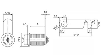 ЗАМОК GJM ДЛЯ ПОЧТОВЫХ ЯЩИКОВ 25 ММ