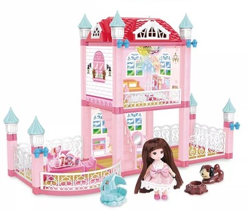 DOMEK DLA LALEK VILLA Z TARASEM + AKCESORIA