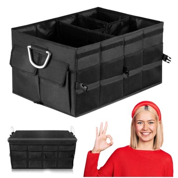ORGANIZER DO BAGAŻNIKA SAMOCHODOWY DO AUTA TORBA SZTYWNY KUFER RZEPY DUŻY