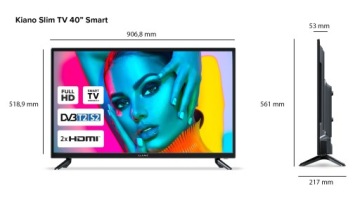 Телевизор Kiano Slim 40 дюймов Smart, Full HD, D-LED, Android 11, DVB-T2
