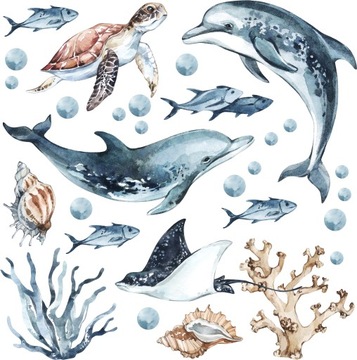 Naklejki na ścianę dla dzieci Zwierzęta Ocean Ryby