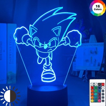 SONIC THE HEDGEHOG LAMPKA NOCNA 3D LED Z PILOTEM