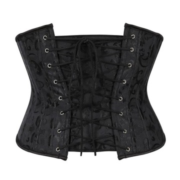 UNDERBUST czarny gorset wiązany METALOWE FISZBINY