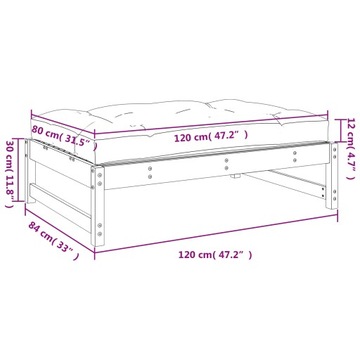 vidaXL Садовая табуретка для ног, белая, 120x80 см, массив сосны