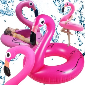 MATERAC DMUCHANY FLAMING ROZOWY XXL 90 CM MATERAC DO PLYWANIE KOLO DMUCHANE