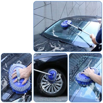 ТЕЛЕСКОПИЧЕСКАЯ ЩЕТКА ДЛЯ МЫТЬЯ АВТОМОБИЛЕЙ АВТОБУСОВ МЯГКАЯ ШВАБРА 160см