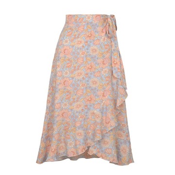 Lace-Up High Waist Floral Print Skirt For Women 20