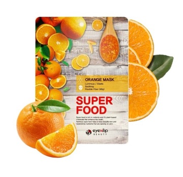 Maseczka do twarzy w plachcie rozświetlająca SUPER FOOD Orange MaskEyenlip