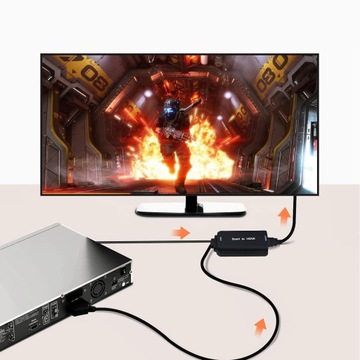 АДАПТЕР SCART TO HDMI КОНВЕРТЕР EURO AV PAL NTSC УЛУЧШЕННАЯ ВЕРСИЯ С КАБЕЛЕМ