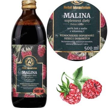 HERBAL 100% SOK MALINA MALINOWY 500ml wsparcie: ODPORNOŚĆ PRZEZIĘBIENIE