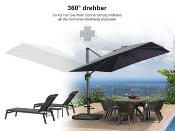 Parasol z wysięgnikiem Kontrast szary 250 x 250 cm