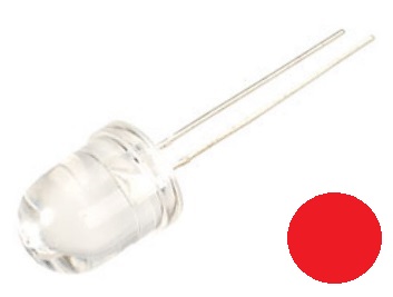 10x dioda LED 10mm - czerwona - przeźroczysta