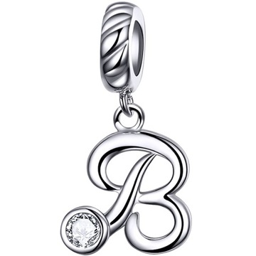 Charms Koralik Bransoletki LITERA B srebro pr.925