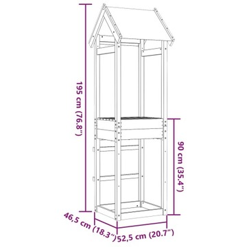 vidaXL Игровая площадка Tower 52,5x46,5x195 см Массив сосны