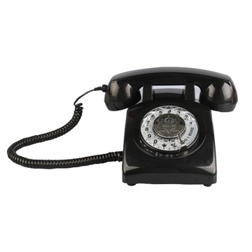 Retro Rotary Dial Home Phones Przewodowe czarne