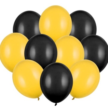 Balony lateksowe urodziny czarne żółte 10 szt