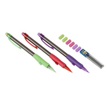 Topwrite - Zestaw ołówków mechanicznych z wymiennymi wkładami + gumki 10 el