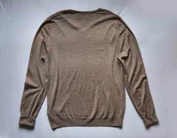 Sweter męski beżowy cienki 100% wełna merino H&M beż r. M