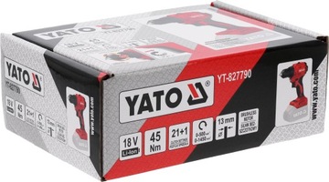 АККУМУЛЯТОРНАЯ ДРЕЛЬ-ДРЕЛЬ YATO БЕСЩЕТОЧНАЯ ОТВЕРТКА С LED-СВЕТОДИОДОМ, 18 В, 45 Нм, КОРПУС
