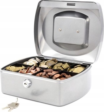 SKARBONKA SEJF KASETKA NA PIENIĄDZE METAL KLUCZ XL