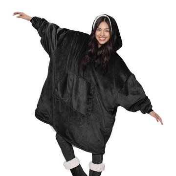 BLUZA OVERSIZE 2W1 DŁUGA KOCOBLUZA KOCOSZLAFROK CIEPŁY KOC FUTRZAK CIEPŁA