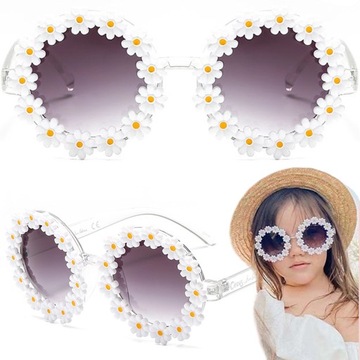 Okulary Przeciwsłoneczne STOKROTKI Dziewczynki UV400 Białe