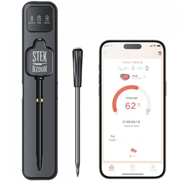 Bezprzewodowy Termometr Kuchenny Cyfrowy do Mięsa Steków STEK BZDUR LCD BT