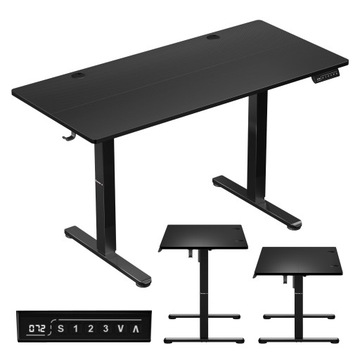 Biurko GAMINGOWE Elektryczne Huzaro DUŻE Czarne REGULOWANE KOMPUTEROWE