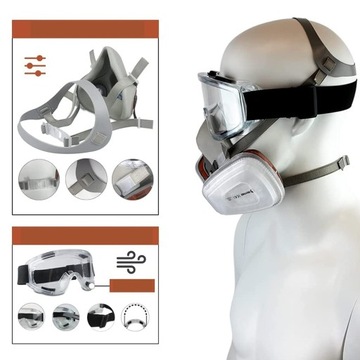 MASKA PÓŁMASKA LAKIERNICZA DO MALOWANIA PRZECIWPYŁOWA 6200 + FILTRY WKŁADY