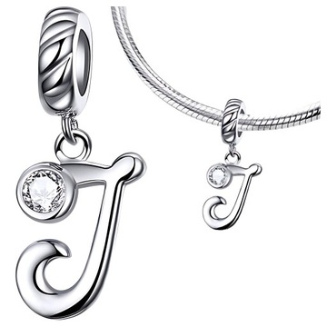 CHARMS LITERKA J srebro 925 litera zawieszka srebrna pr 925 koralik charmsy