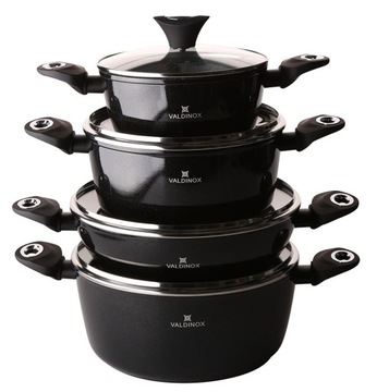 VALDINOX AMARO ZESTAW 4 GARNKÓW Z 4 POKRYWKAMI PŁYTA INDUKCYJNA GAZOWA