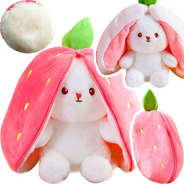 ПЛЮШ-МАСКОТ УШКИ КРОЛИКА КЛУБНИКА 2в1 35 см БОЛЬШОЙ ПЛЮШ КЛУБНИКА