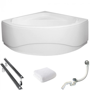 Wanna narożna z obudową Standard 140x140 Polimat gratis syfon nogi ręcznik