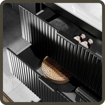 Шкаф для ванной 60 см ADEL BLACK 82-60 со столешницей WOTAN и умывальником SMILE