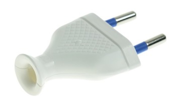 РАЗБОРНАЯ ПЛОСКАЯ ВИЛКА 2,5А/250В, класс II и WT-1/2,5А W-99524 БЕЛАЯ