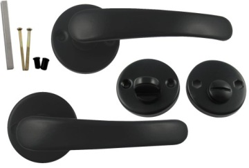 KLAMKA CZARNA BISZKOPT OKRĄGŁY SZYLD ROZETA WC