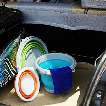 СИЛИКОНОВОЕ ВЕДРО ДЛЯ ВОДЫ, СКЛАДНОЕ, ПОРТАТИВНОЕ, С КРЫШКОЙ, УНИВЕРСАЛЬНОЕ, 5Л