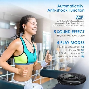 ПОРТАТИВНЫЙ CD-ПЛЕЕР С ДИНАМИКАМИ, НАУШНИКАМИ И AUX-КАБЕЛЕМ