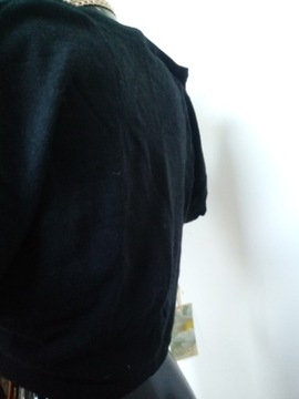 Bolerko krótki sweterek czarny cyrkonie perełki M